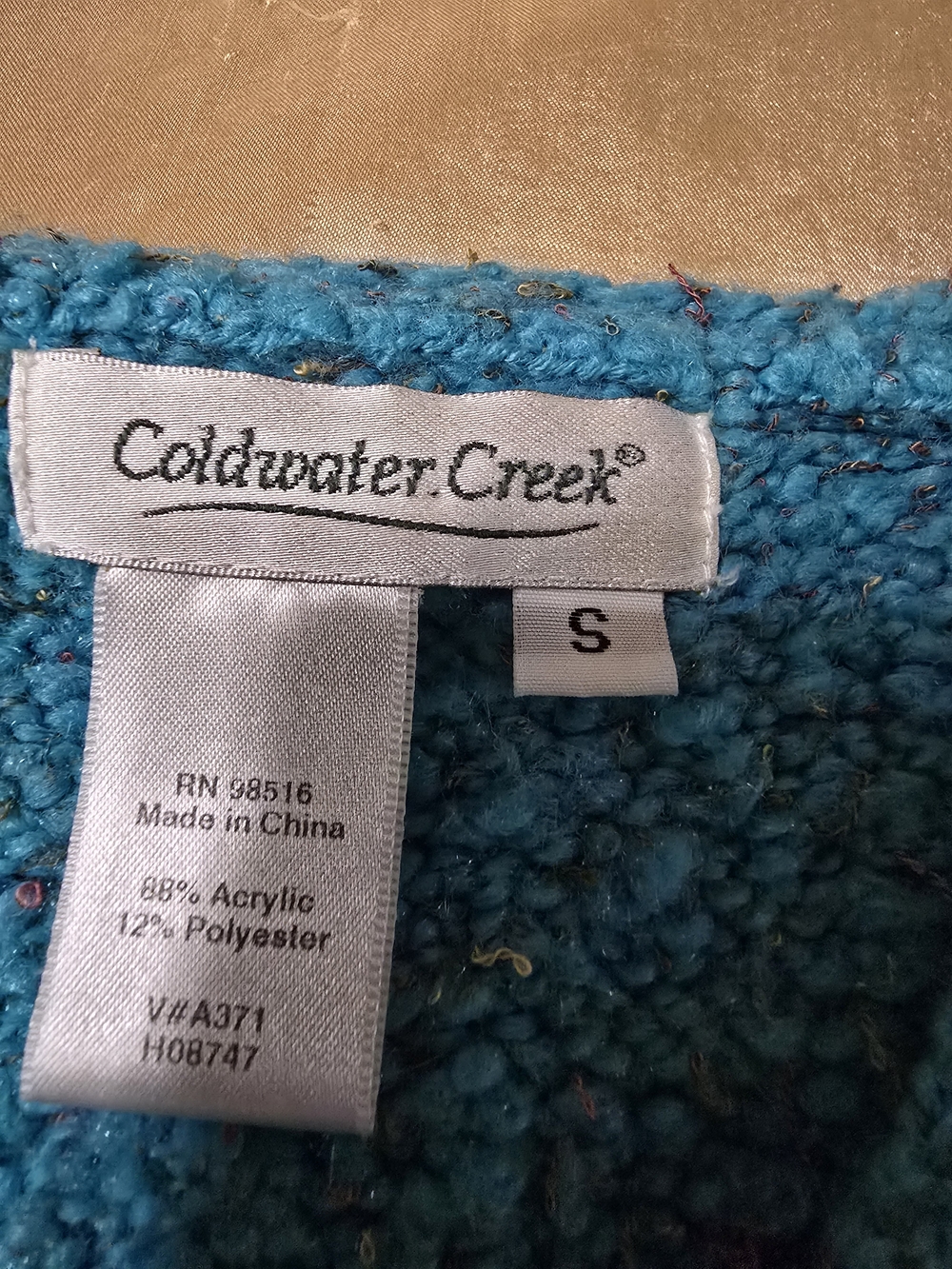 Coldwater Creek Teal Bouclé V-Neck Sweater - Picture 2 of 3